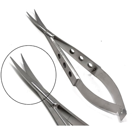 A2Z Scilab Spring Stitch Micro Scissors 3.5" Curved, Fenestrated Flat Handle A2Z-ZR552